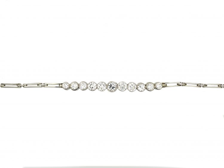 Early 20th Century 18ct White Gold & Platinum, Diamond Line Bracelet