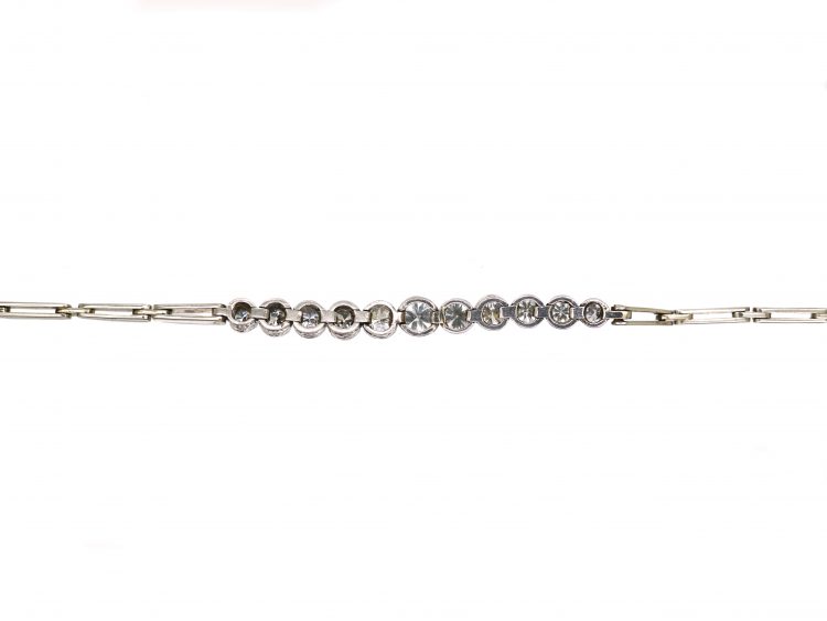 Early 20th Century 18ct White Gold & Platinum, Diamond Line Bracelet