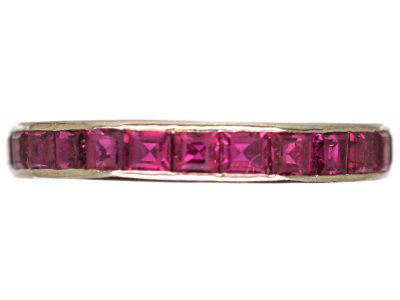 Early 20th Century 18ct White Gold Eternity Ring set with Rubies