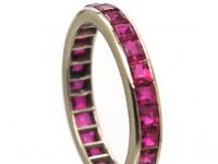 Early 20th Century 18ct White Gold Eternity Ring set with Rubies