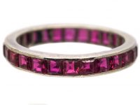 Early 20th Century 18ct White Gold Eternity Ring set with Rubies