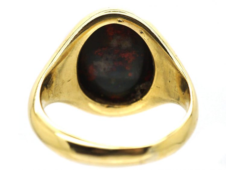 Early 20th Century 18ct Gold Signet Ring with Bloodstone Intaglio of a Huntsman