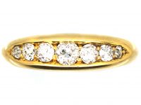 Victorian 18ct Gold Seven Stone Diamond Boat Shaped Ring by Barnet Henry Joseph