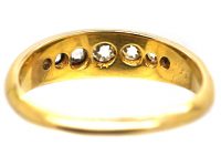 Victorian 18ct Gold Seven Stone Diamond Boat Shaped Ring by Barnet Henry Joseph