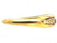 Victorian 18ct Gold Seven Stone Diamond Boat Shaped Ring by Barnet Henry Joseph