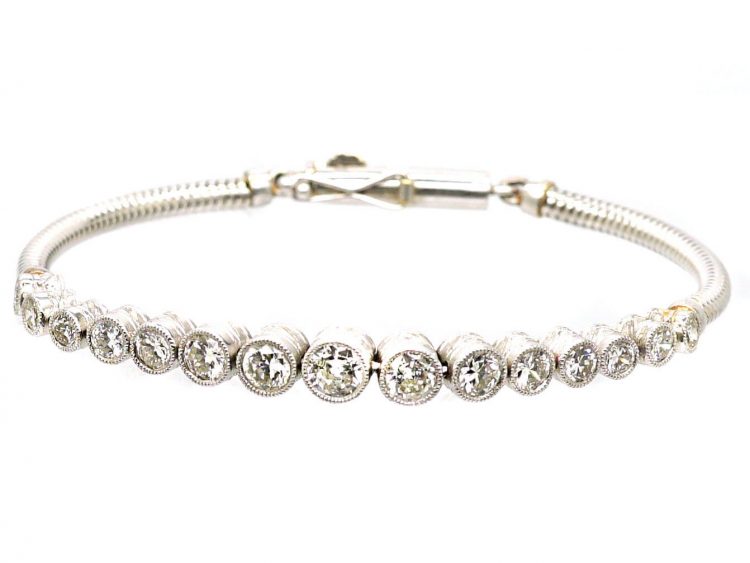 Art Deco 18ct White Gold Bracelet set with Graduating Diamonds