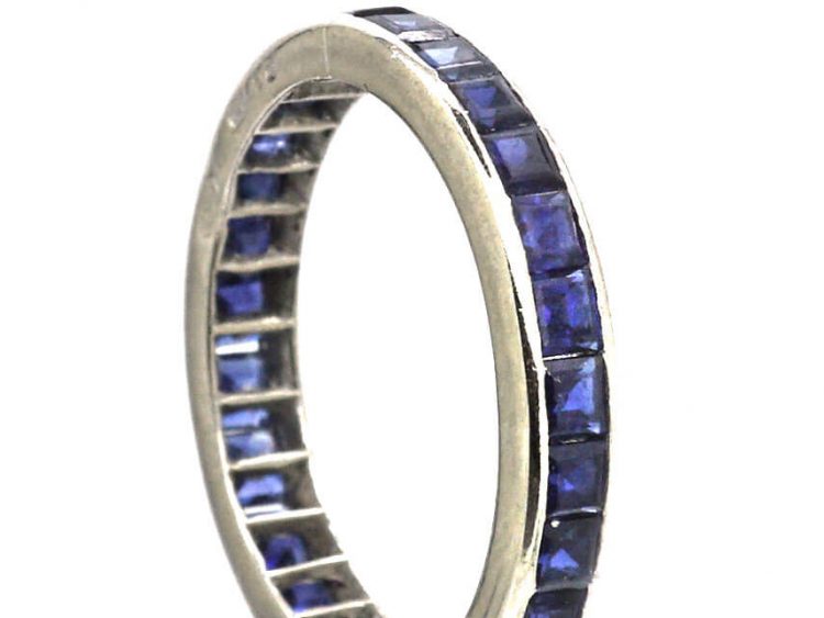 Early 20th Century 18ct White Gold Eternity Ring set with Sapphires