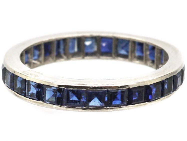 Early 20th Century 18ct White Gold Eternity Ring set with Sapphires