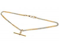 Edwardian Platinum & 18ct Gold Watch Chain with T Bar