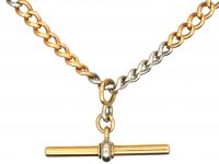 Edwardian Platinum & 18ct Gold Watch Chain with T Bar