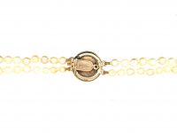 Edwardian Two Strand Pearl Necklace wih 15ct Gold Enamel & Diamond Clasp