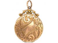 Edwardian 9ct Gold Round Locket with Engraved Detail