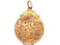 Edwardian 9ct Gold Round Locket with Engraved Detail