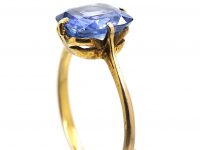 Edwardian 18ct Gold RIng set with a Cushion Cut Sapphire