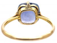 Edwardian 18ct Gold RIng set with a Cushion Cut Sapphire