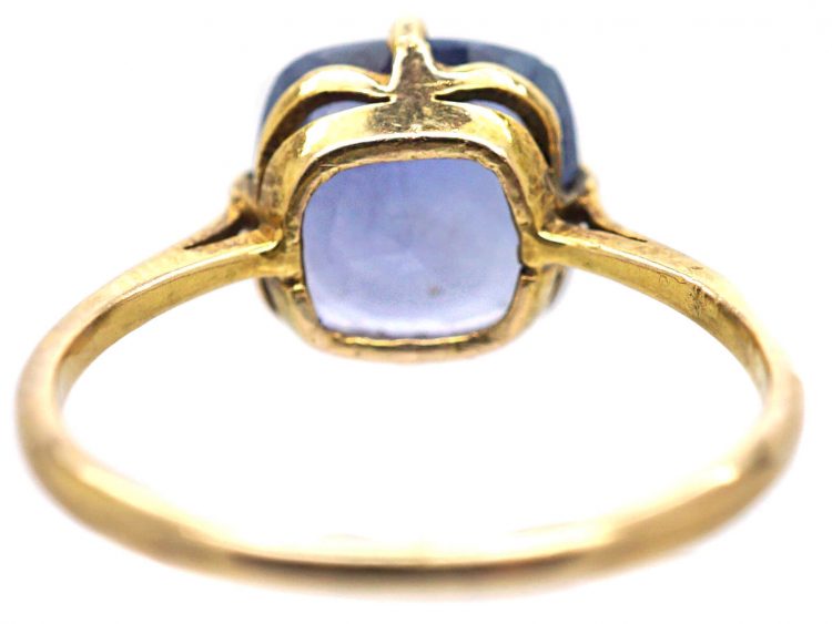 Edwardian 18ct Gold RIng set with a Cushion Cut Sapphire