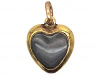 Victorian 15ct Gold & Blue Enamel Heart Pendant with Pansy set with Rose Diamonds