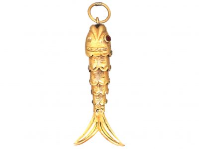 Mid 20th Century 9ct Gold Articulated Fish Pendant