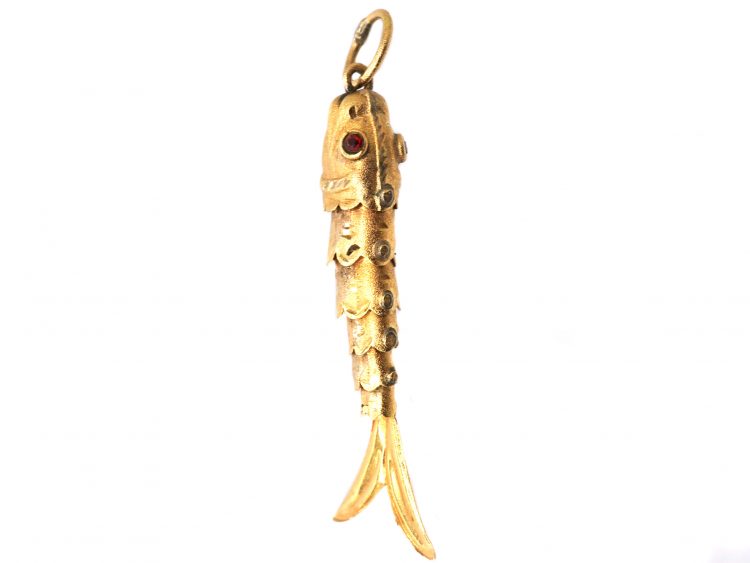 Mid 20th Century 9ct Gold Articulated Fish Pendant