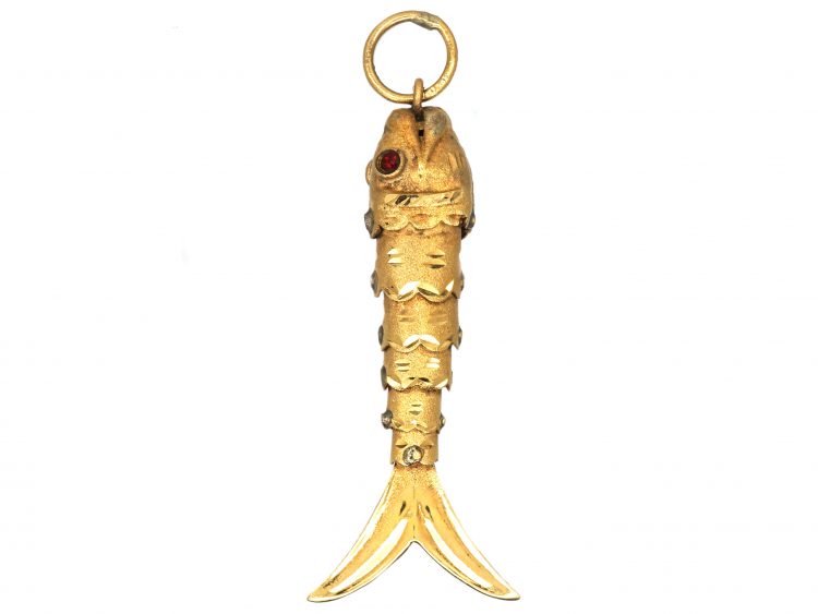 Mid 20th Century 9ct Gold Articulated Fish Pendant