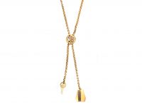 French 18ct Gold Clochette Necklace with Bell & Key Drops by Hermes