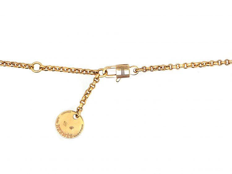 French 18ct Gold Clochette Necklace with Bell & Key Drops by Hermes