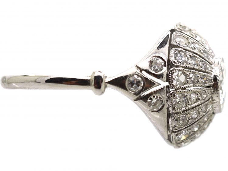 Edwardian Platinum Bombè Ring set with Diamonds