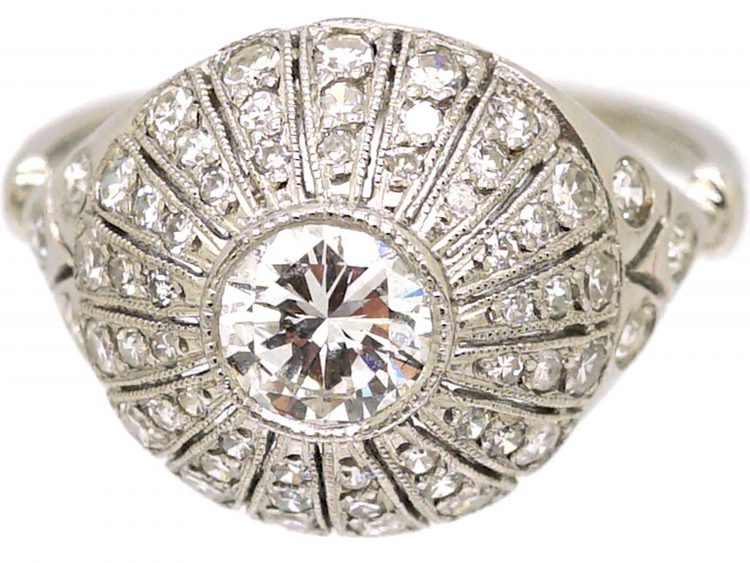 Edwardian Platinum Bombè Ring set with Diamonds