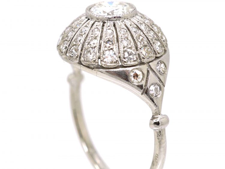 Edwardian Platinum Bombè Ring set with Diamonds