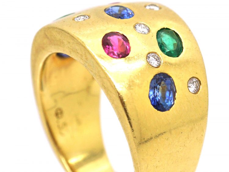 Italian 1970's 18ct Gold Harlequin Ring