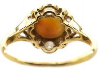 Edwardian 18ct Gold & Platinum, Opal & Diamond Oval Cluster Ring