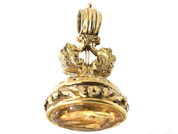 Georgian Gold Cased Seal with Citrine Intaglio of an Eagle