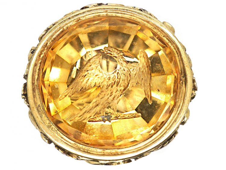 Georgian Gold Cased Seal with Citrine Intaglio of an Eagle