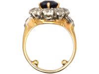 Early 20th Century French 18ct Gold & Platinum, Sapphire & Diamond Cluster Ring