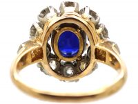 Early 20th Century French 18ct Gold & Platinum, Sapphire & Diamond Cluster Ring