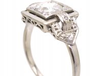 Art Deco Platinum, Rose Diamond Solitaire Ring