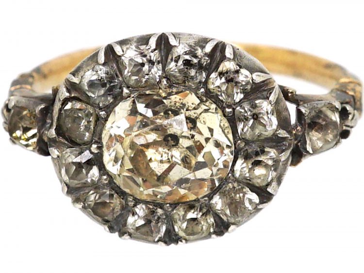 Georgian 9ct Gold & Silver Paste Cluster Ring