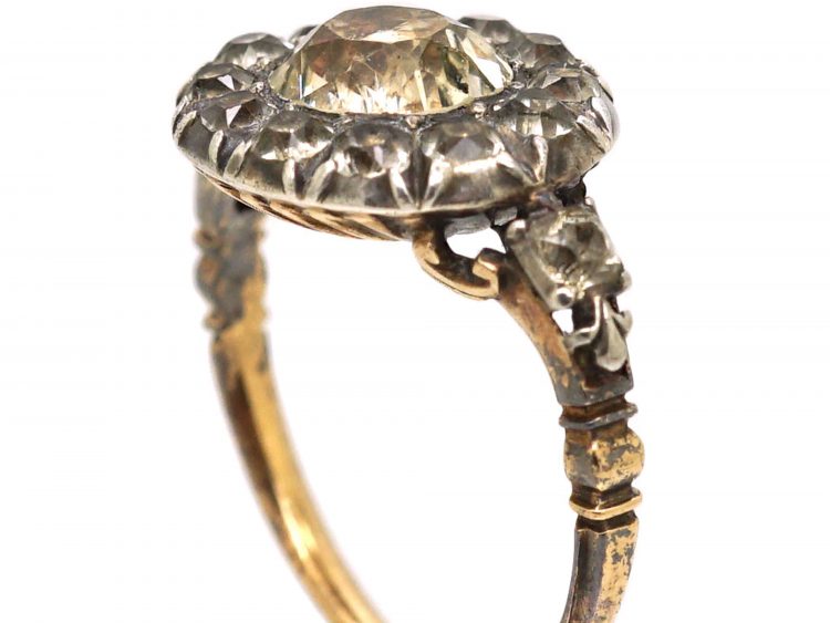 Georgian 9ct Gold & Silver Paste Cluster Ring