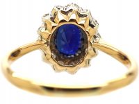 Mid Century18ct Gold, Sapphire & Diamond Oval Cluster Ring