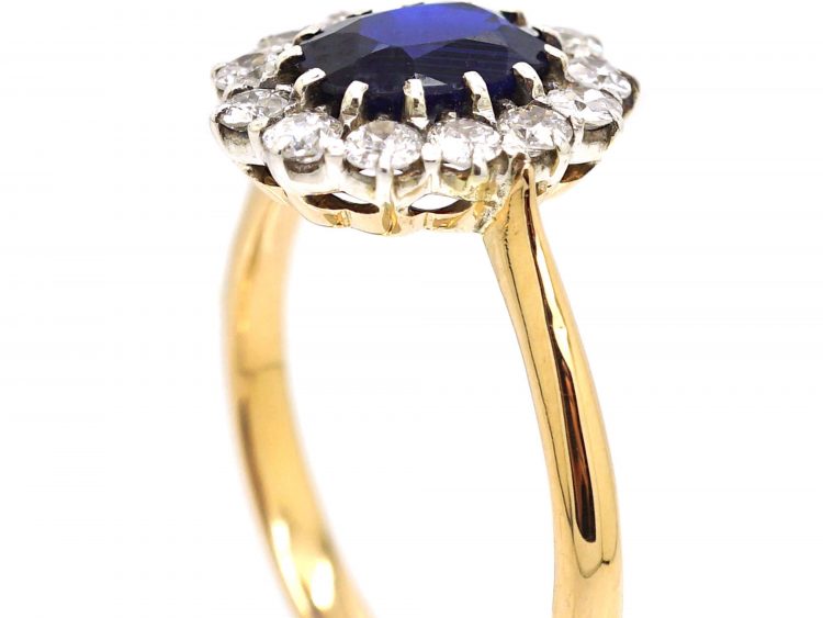 Mid Century18ct Gold, Sapphire & Diamond Oval Cluster Ring