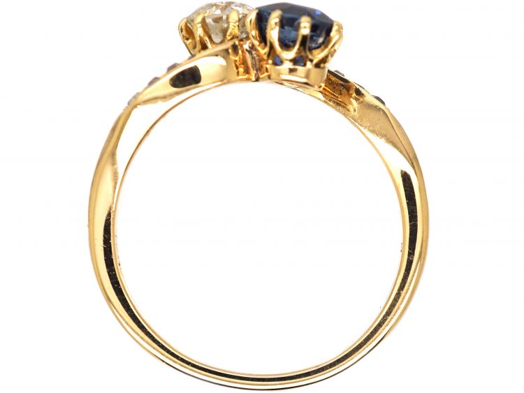 Early 20th Century 18ct Gold,Sapphire & Diamond Crossover Ring