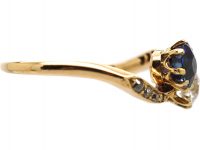 Early 20th Century 18ct Gold,Sapphire & Diamond Crossover Ring