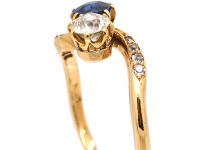 Early 20th Century 18ct Gold,Sapphire & Diamond Crossover Ring