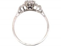 Art Deco Platinum Two Stone Diamond Ring with French Cut Diamond set Shoulders