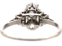 Art Deco Platinum Two Stone Diamond Ring with French Cut Diamond set Shoulders