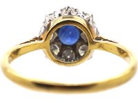 Mid Century 18ct Gold, Sapphire & Diamond Cluster Ring by Charles Green & Sons