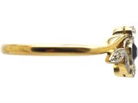 Edwardian 18ct Gold & Platinum, Sapphire & Diamond Sprig Ring