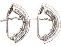 Art Deco 18ct White Gold Half Hoop Earrings set with Baguette & Round Diamonds