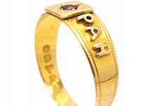 Edwardian 18ct Gold Mizpah Ring set with a Ruby