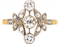 Edwardian 18ct Gold & Platinum Diamond Fancy Sprig Ring